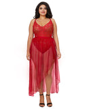 Dreamgirl Mosaic Lace Teddy And Skirt Set