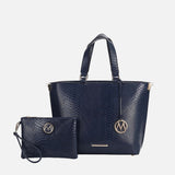 Beryl Embossed Tote Bag And Wristlet Set