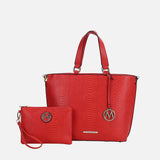Beryl Embossed Tote Bag And Wristlet Set