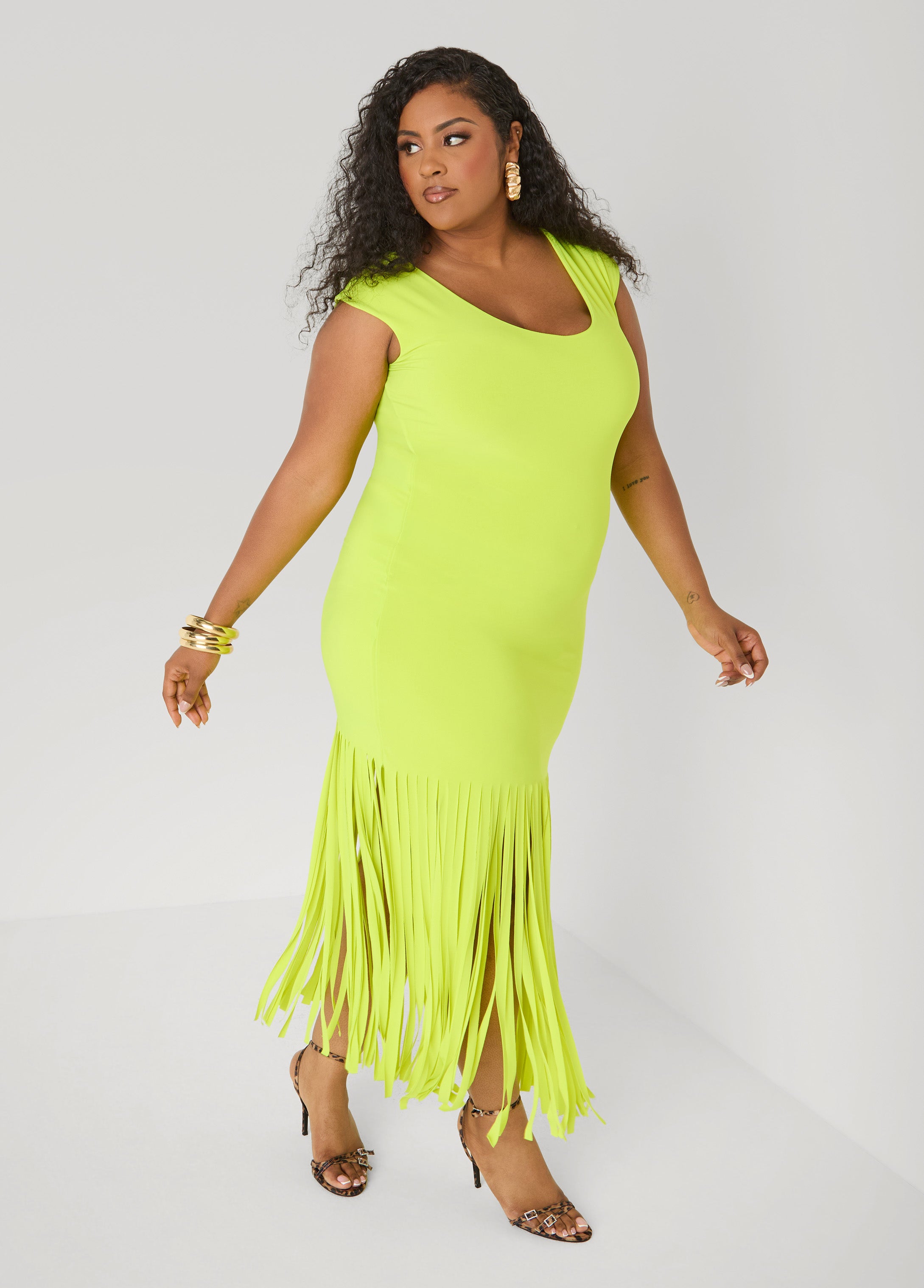 Fringed Knit Maxi Dress