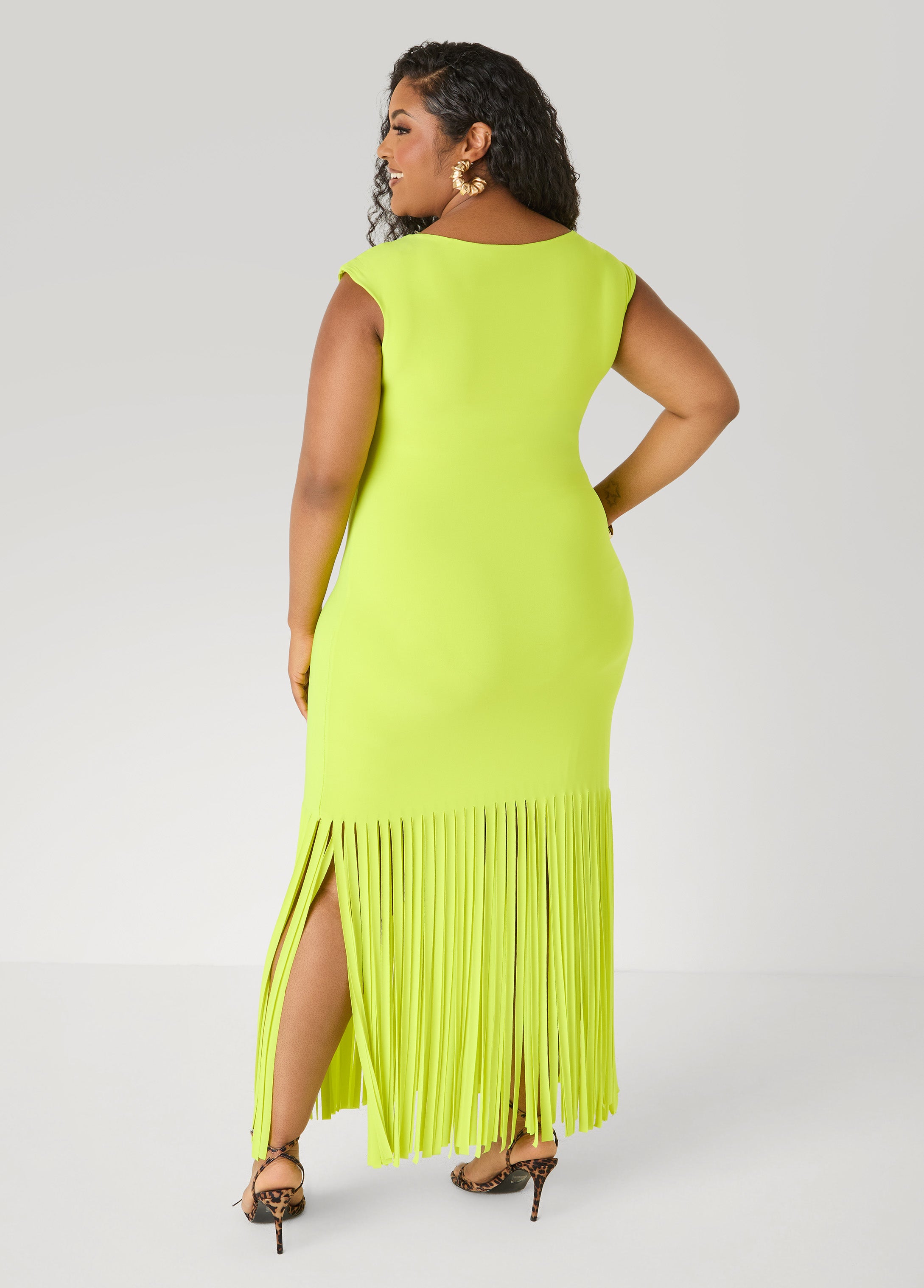 Fringed Knit Maxi Dress