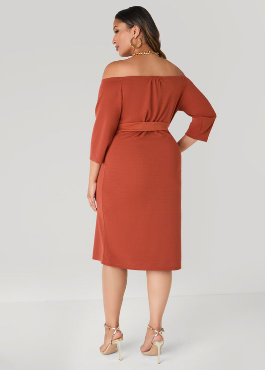 Belted Off The Shoulder Dress