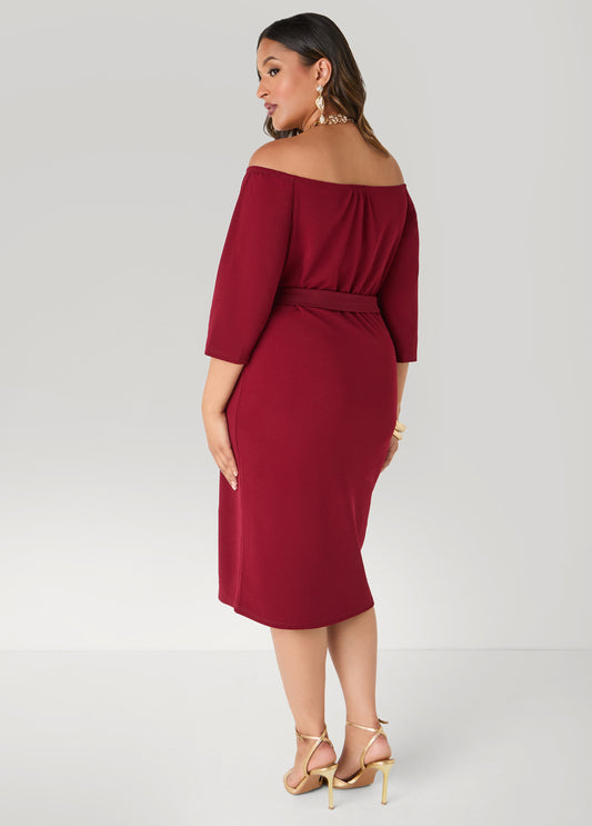 Belted Off The Shoulder Dress