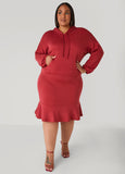 Flounced French Terry Hoodie Dress