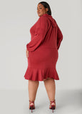Flounced French Terry Hoodie Dress