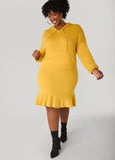 Flounced French Terry Hoodie Dress