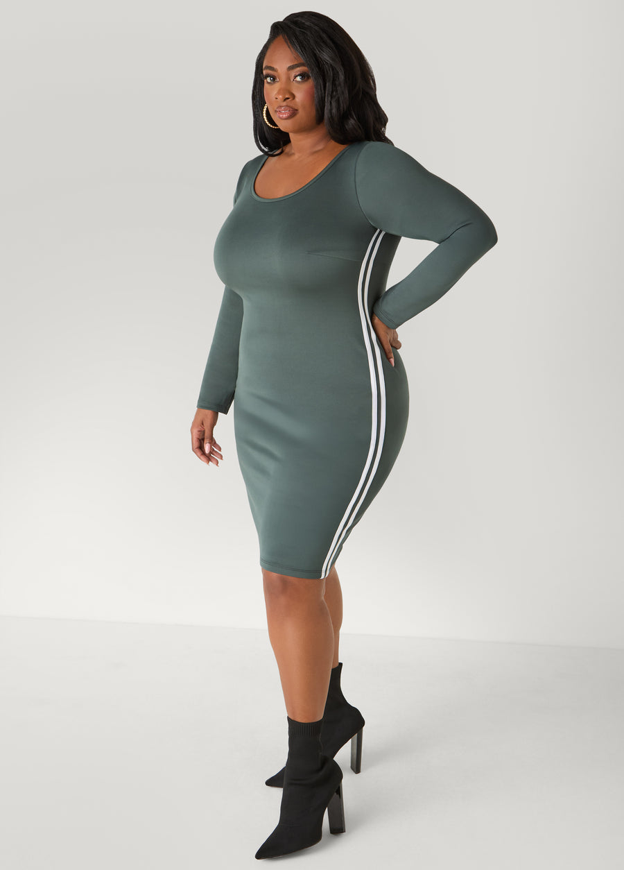 Plus Size Striped Bodycon Dress
