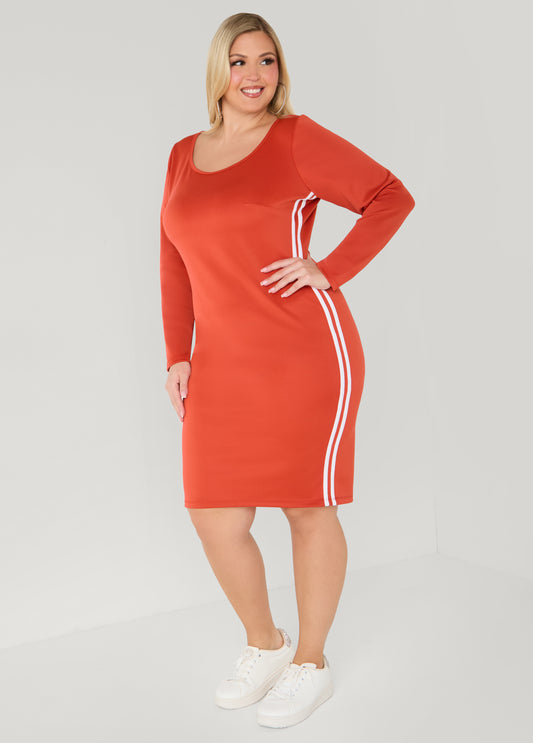 Stripe Trimmed Bodycon Dress