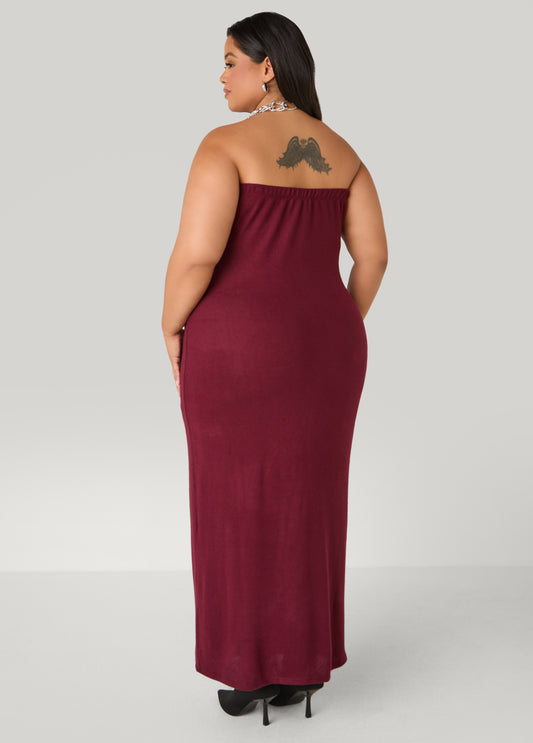 Brushed Strapless Maxi Dress