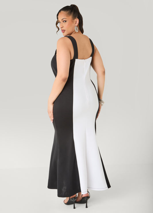 Two Tone Mermaid Maxi Dress
