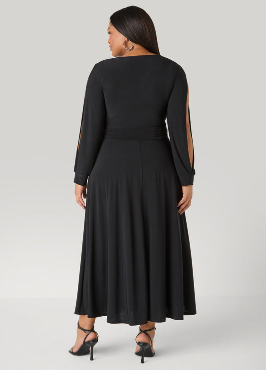 Split Sleeved A Line Maxi Dress