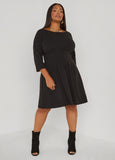 A Line Pleated Crepe Dress