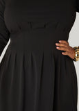 A Line Pleated Crepe Dress