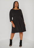 A Line Pleated Crepe Dress