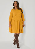 A Line Pleated Crepe Dress