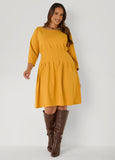 A Line Pleated Crepe Dress