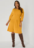 A Line Pleated Crepe Dress
