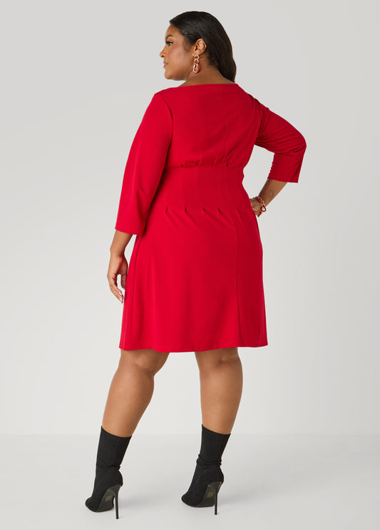 Pleated Crepe A Line Dress