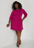 Pleated Crepe A Line Dress