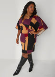 Colorblock Cape Effect Dress
