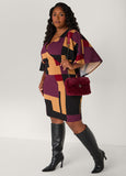 Colorblock Cape Effect Dress