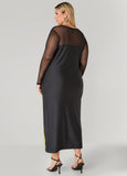 Mesh Paneled Floral Midaxi Dress