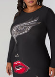 Glittered Face Graphic Maxi Dress