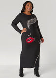 Glittered Face Graphic Maxi Dress
