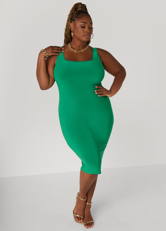 Plus Size Square Neck Midi Tank Dress