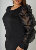 Puff Organza Sleeved Bodycon Dress