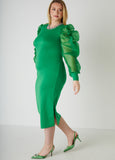 Puff Organza Sleeved Bodycon Dress