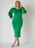 Puff Organza Sleeved Bodycon Dress