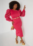 Puff Organza Sleeved Bodycon Dress