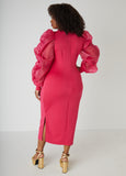 Puff Organza Sleeved Bodycon Dress