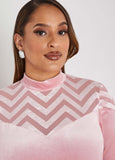 Mesh Paneled Velvet Bodycon Dress
