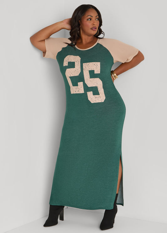 Jersey Two Tone Maxi Dress