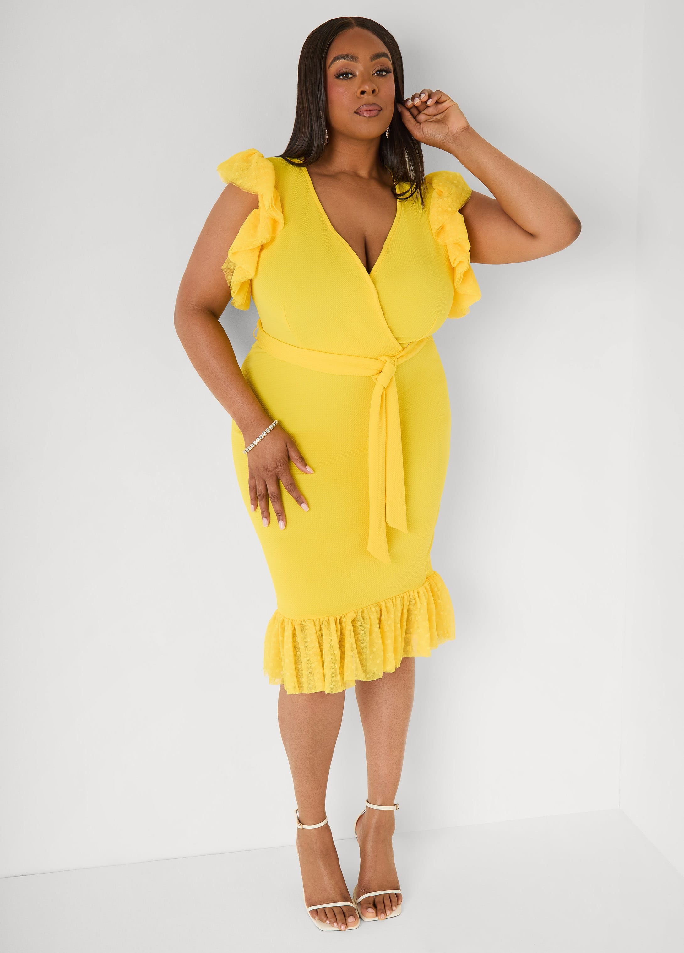 Tiered Tulle Sheath Dress – Ashley Stewart