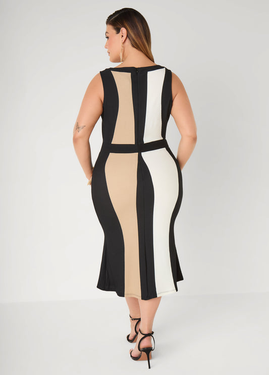 Colorblock Midaxi Sheath Dress