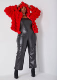 Strapless Faux Leather Jumpsuit