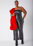 Strapless Faux Leather Jumpsuit