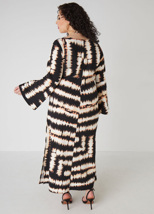 Ring Embellished Printed Dress