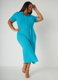 Textured Knit Midaxi Shirtdress