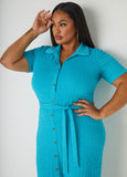 Textured Knit Midaxi Shirtdress
