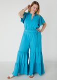 Plus Size Ruffled Wide Leg Jumpsuit