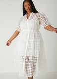 Windowpane Flounced A Line Dress