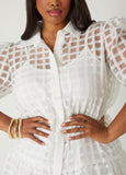 Windowpane Flounced A Line Dress