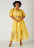 Windowpane Flounced A Line Dress