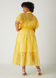 Windowpane Flounced A Line Dress