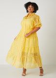 Windowpane Flounced A Line Dress
