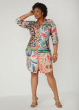 Plus Size Tropical Print Shirtdress